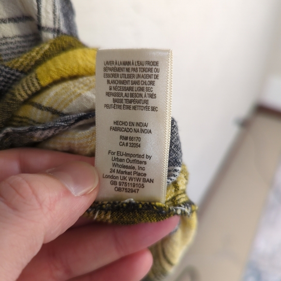 Maeve Yellow and Black Plaid Button-Up Oversized Shirt Embroidered W Size XS/S - Picture 11 of 15